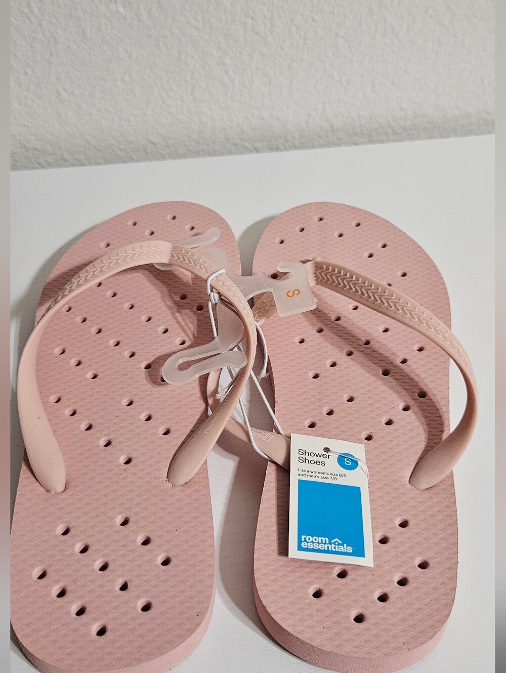 Room Essentials Blush Pink Perforated Shower Flip Flops
